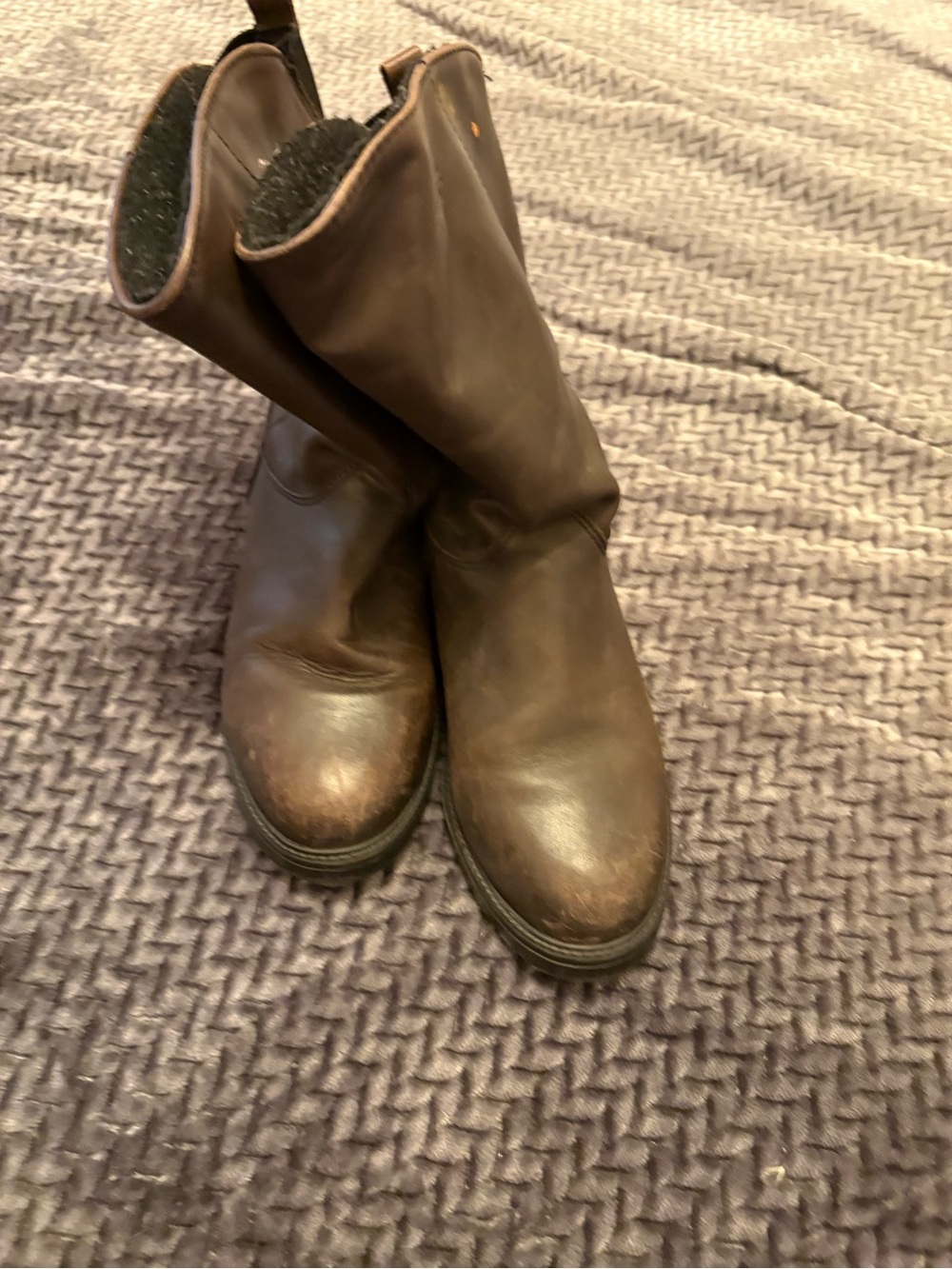 Women’s Brown Leather Mid-Calf Heeled Boots